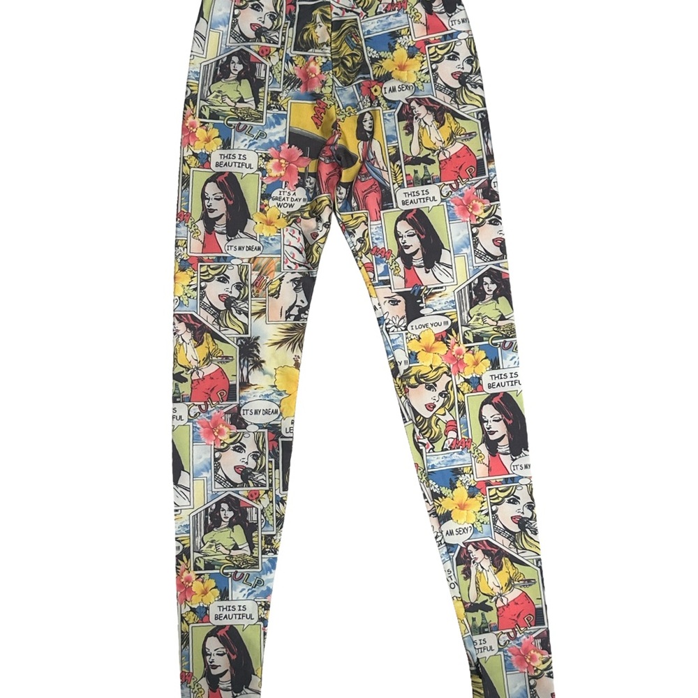 EUC Zara Terez Girls Medium Colorful Comic Print Kids Leggings